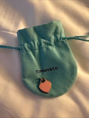 Tiffany & Co. Pink Enamel Heart Charm with a pouch